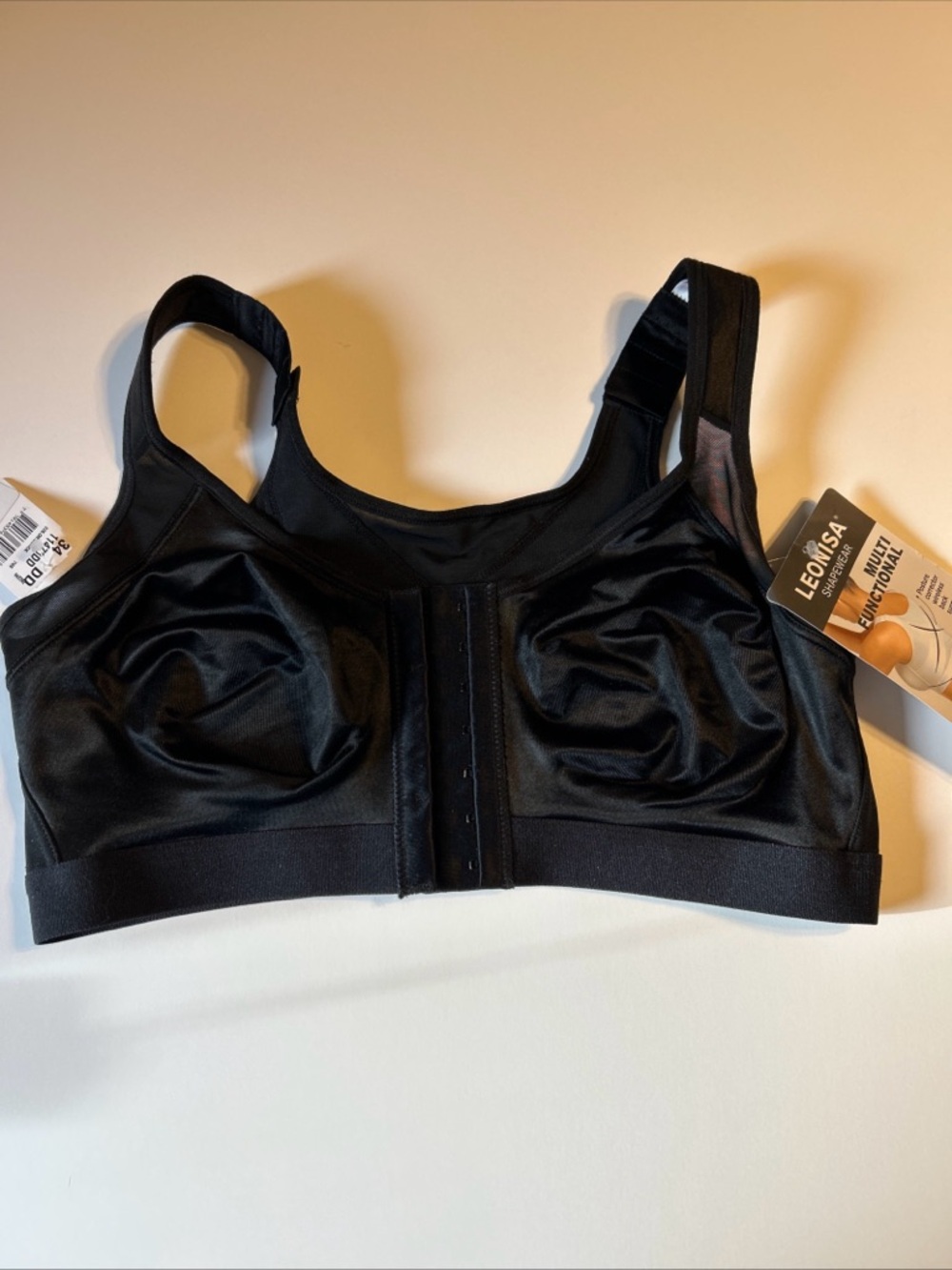Leonisa NWT Shapewear Bra Multifunctional Compression Front Hooking‎ Black 34DD